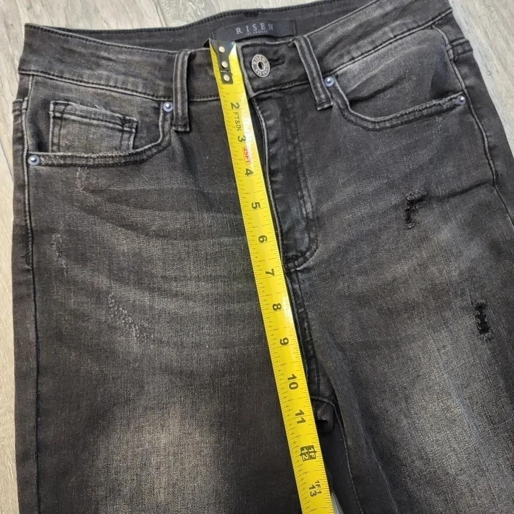 Risen High Rise Distressed Vintage Washed Black Skinny Jeans 27/5